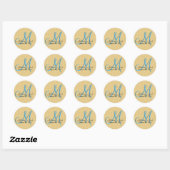 Sticker Rond Monogramme 3D Faux Doré Embossé (Feuille)