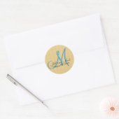Sticker Rond Monogramme 3D Faux Doré en relief (Enveloppe)
