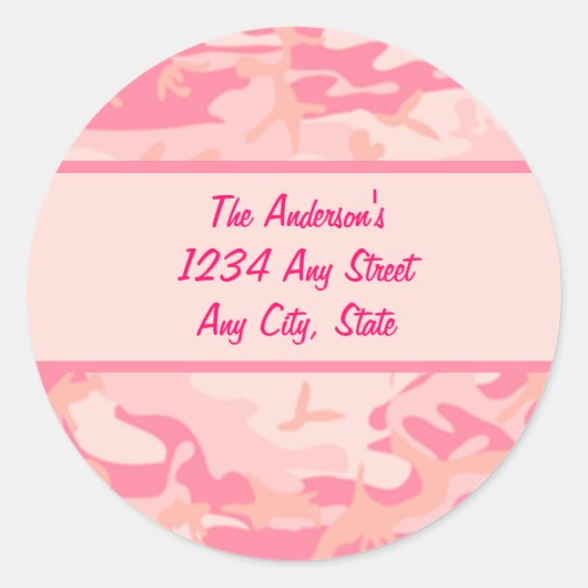 Sticker Rond Monogramme à camouflage rose (Devant)