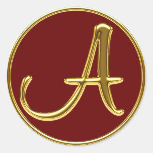 Sticker Rond Monogramme A en or 3D