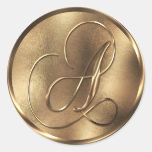 Sticker Rond Monogramme A Faire-part de mariage Bronze