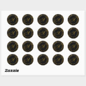 Sticker Rond Monogramme A Gold et Black Mariage damassé Seal (Feuille)