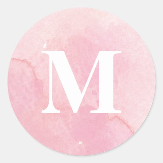 Sticker Rond Monogramme à l'aquarelle simple (Devant)