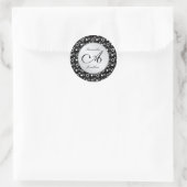 Sticker Rond Monogramme "A" noir blanc bulles cercles Mariage (Sac)