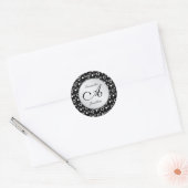 Sticker Rond Monogramme "A" noir blanc bulles cercles Mariage (Enveloppe)