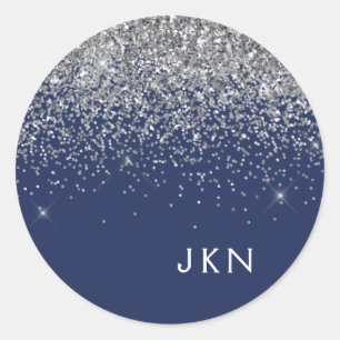 Sticker Rond Monogramme à Parties scintillant étincelante en ar