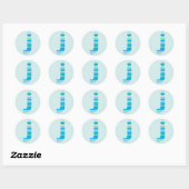 Sticker Rond Monogramme à rayures bleues - Lettre J (Feuille)