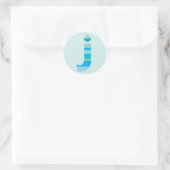 Sticker Rond Monogramme à rayures bleues - Lettre J (Sac)
