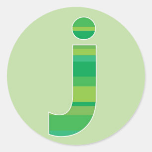 Sticker Rond Monogramme à rayures vertes - Lettre J