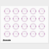 Sticker Rond Monogramme à rayures violettes (Feuille)
