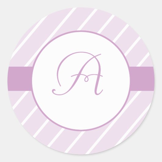 Sticker Rond Monogramme à rayures violettes (Devant)