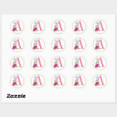 Sticker Rond Monogramme A rose avec fleurs d'été (Feuille)