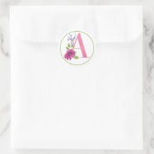 Sticker Rond Monogramme A rose avec fleurs d'été (Sac)