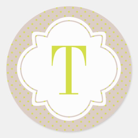 Sticker Rond Monogramme à simple lettre POKA ET QUATREFEILLE (Devant)