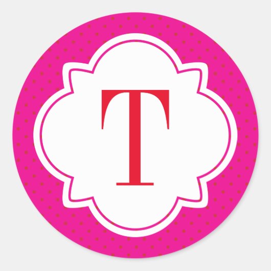 Sticker Rond Monogramme à simple lettre POKA ET QUATREFEILLE (Devant)