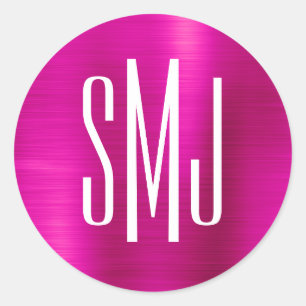 Sticker Rond Monogramme à trois lettres en feuille de rose arde