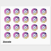 Sticker Rond Monogramme Abstrait (Feuille)