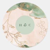 Sticker Rond Monogramme Abstrait de l'eucalyptus botanique mode (Devant)