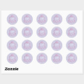 Sticker Rond Monogramme Adresse Couronne Royal Rose Purple RSVP (Feuille)
