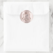 Sticker Rond Monogramme Adresse Couronne Royal RSVP Rose Mariag (Sac)