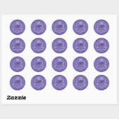 Sticker Rond Monogramme Adresse Couronne Royal Violet pourpre (Feuille)