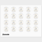 Sticker Rond Monogramme Adresse Couronne Royal White Gold RSVP (Feuille)