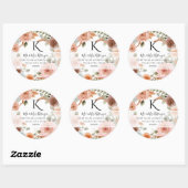 Sticker Rond Monogramme Adresse de retour Aquarelle Floral Blus (Feuille)