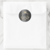 Sticker Rond Monogramme Adresse de retour Couronne Royal Gold G (Sac)