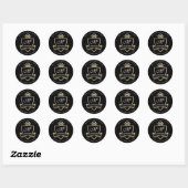 Sticker Rond Monogramme Adresse de retour Couronne Royal Gold N (Feuille)