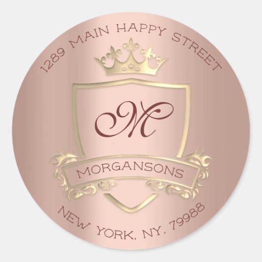 Sticker Rond Monogramme Adresse de retour Crown Royal Gold VIP  (Devant)