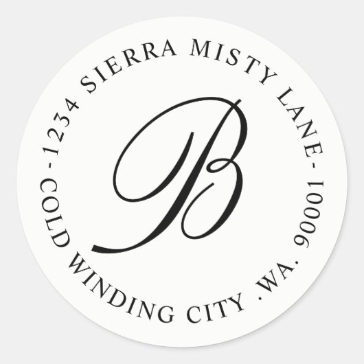 Sticker Rond Monogramme Adresse initiale ou Mariage (Devant)