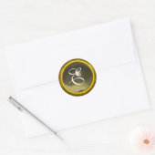 Sticker Rond MONOGRAMME AGATE DE MAGIE brillant gris jaune vif (Enveloppe)