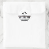 Sticker Rond Monogramme ajouter initiale lettre nom texte piano (Sac)