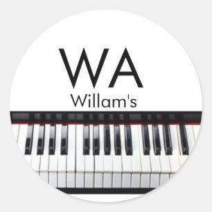 Sticker Rond Monogramme ajouter initiale lettre nom texte piano