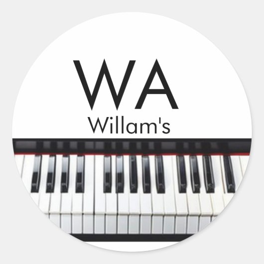 Sticker Rond Monogramme ajouter initiale lettre nom texte piano (Devant)