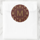 Sticker Rond Monogramme | Ananas Gold Bourgogne (Sac)