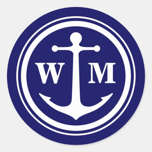 Sticker rond Monogramme Ancre (Devant)