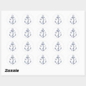 Sticker Rond Monogramme Ancre bleu marine (Feuille)