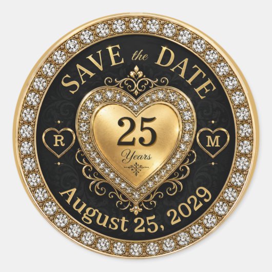 Sticker Rond Monogramme Anniversaire Sceau Doré (Devant)