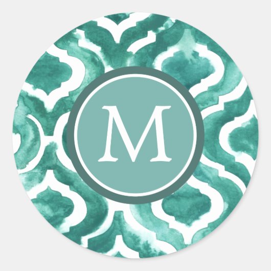 Sticker Rond Monogramme | Aquamarine Motif IV (Devant)