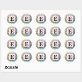 Sticker Rond Monogramme aquarelle florale hydrangea rose (Feuille)
