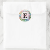 Sticker Rond Monogramme aquarelle florale hydrangea rose (Sac)