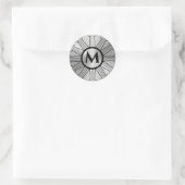 Sticker Rond Monogramme Argent Brossé Art Déco (Sac)