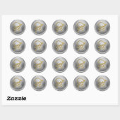 Sticker Rond Monogramme argent écriture Gold TOUTES LES INITIAL (Feuille)
