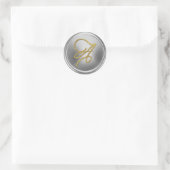 Sticker Rond Monogramme argent écriture Gold TOUTES LES INITIAL (Sac)
