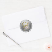 Sticker Rond Monogramme argent écriture Gold TOUTES LES INITIAL (Enveloppe)