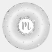 Sticker Rond Monogramme argent parties scintillant beignets de  (Devant)