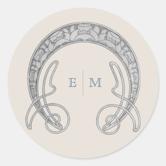 Sticker Rond Monogramme Art Nouveau Mucha Initiales Courrier (Devant)