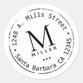 Sticker Rond Monogramme avec adresse (Devant)