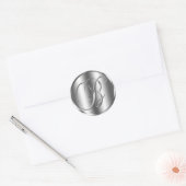 Sticker Rond Monogramme B Argent Couleur Mariage Invitation Vac (Enveloppe)